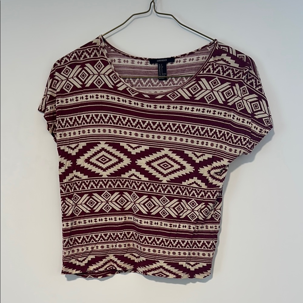 Forever 21 Red Graphic Crop Tee Short Sleeve